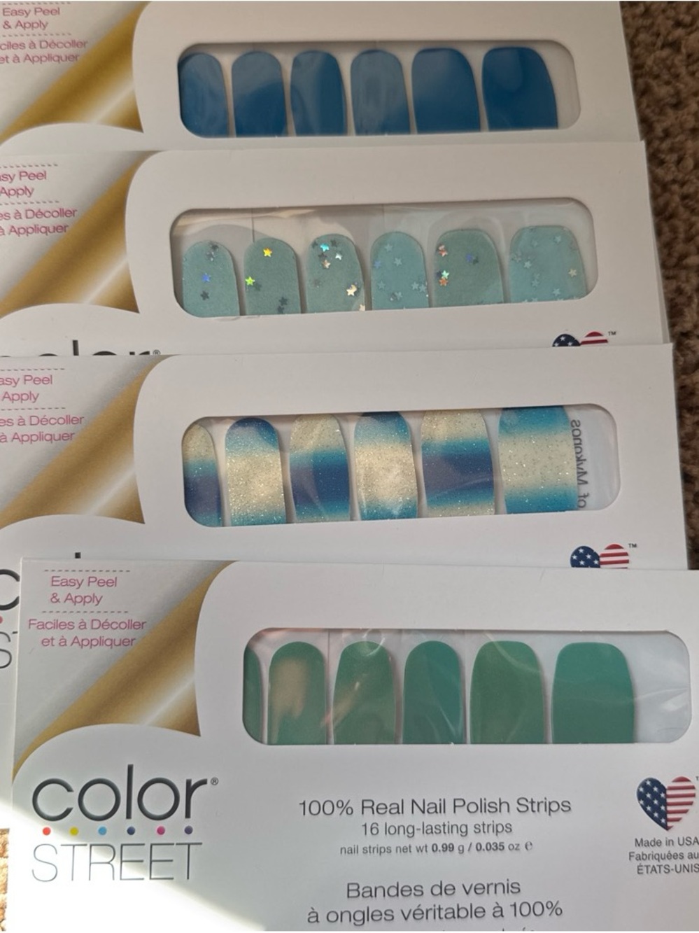 Color Street Blue Nail Polish Strips - Teal & Cobalt Mix